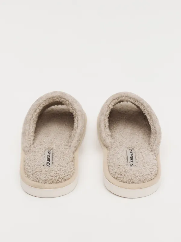 Women's slippers, homewear, size 36-37, fleece/felt, sand, Curled, image-3