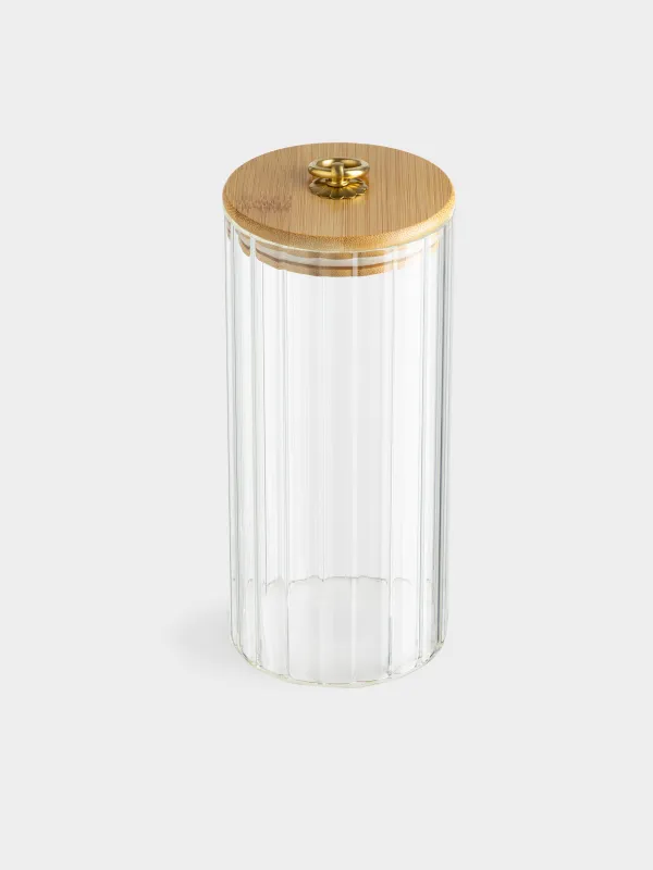 Can for bulk products, 1,1 l, glass B/ bamboo, Camellia, image-1