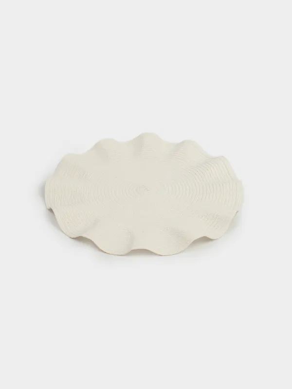 Placemat, 38 cm, polyester, round, white, Wavy edges, Circle wave, image-2