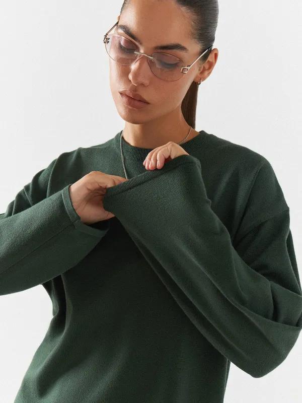 Women's sweater, home, size S, viscose / polyester / nylon, green, Evelina, image-2