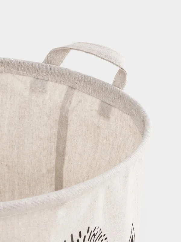 Storage bag, 35x40 cm, with handles, cotton/polyester, round, Milky, Bear and hedgehog, Funny world, image-5