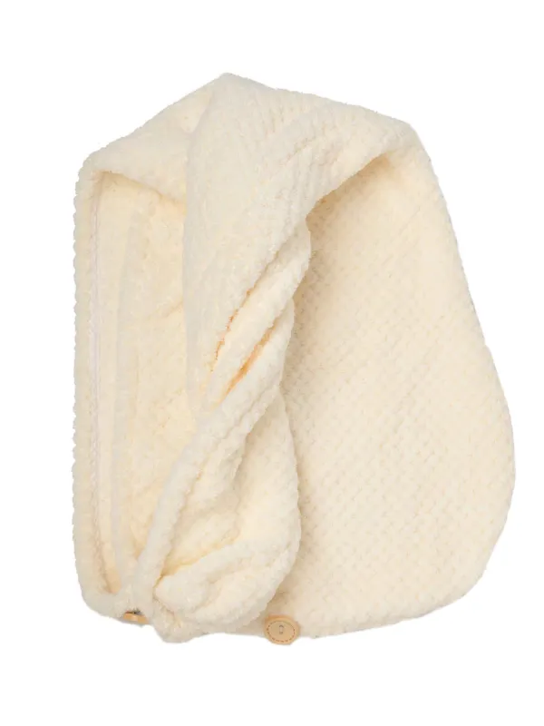 Turban towel for hair, 62x24 cm, microfiber, milk, Fiber spa, image-0