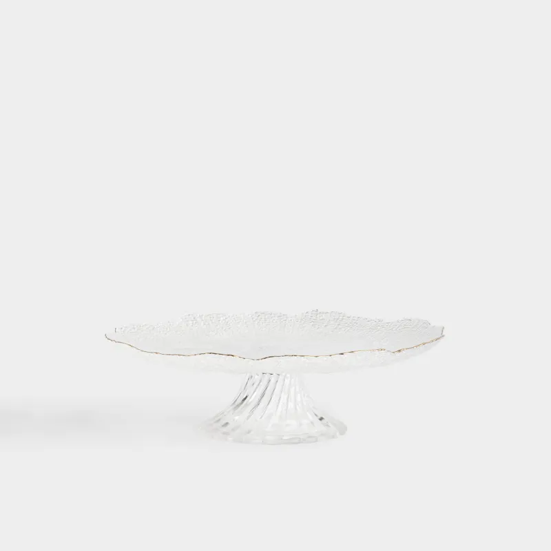 Dish on a leg, 27x12 cm, glass, with golden edging, Berg
