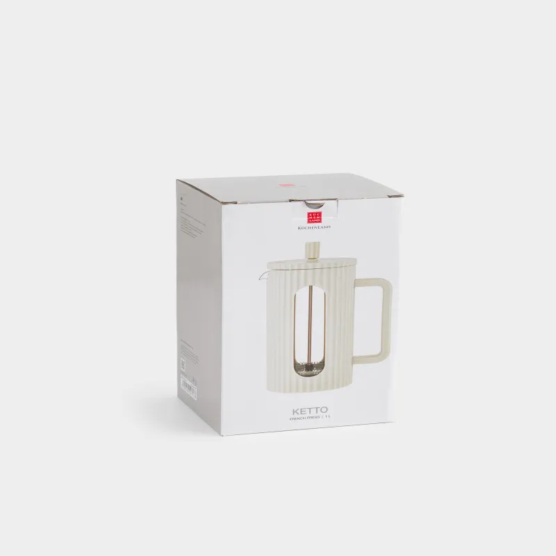 French press, 1 l, glass B / steel, beige, Ketto, image-9