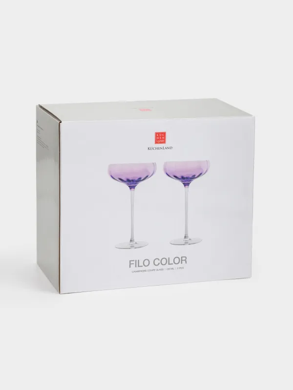 Champagne creamer glass, 220 ml, 2 pcs, glass, purple, Filo color, image-5