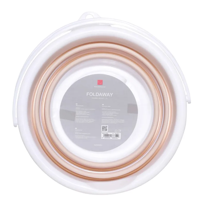 Foldable bucket, 5 l, plastic / rubber, beige-pink, Foldaway, image-3