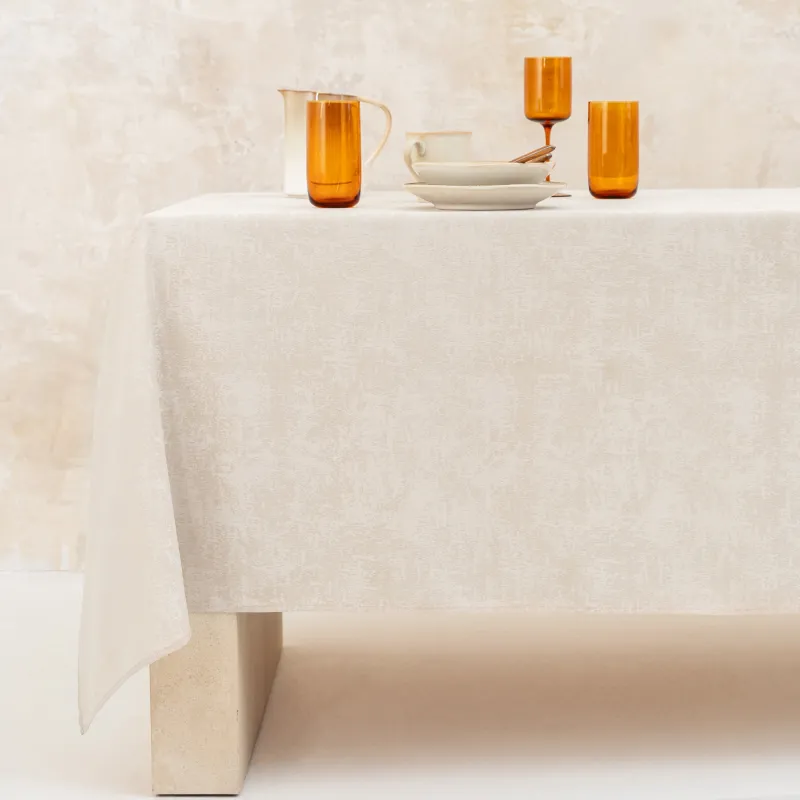Tablecloth, 160x160 cm, polyester, beige, Jacquard