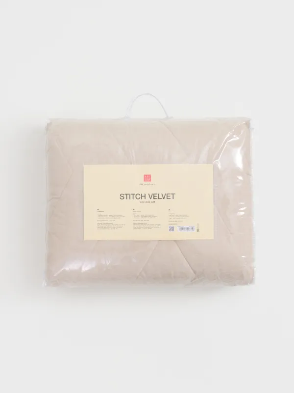Bedspread, 220x240 cm, quilted, double-sided, velvet/microfiber, sand, Stitch velvet, image-6