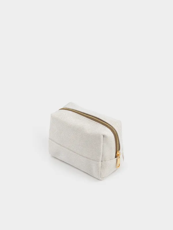 Cosmetic bag, 16x10 cm, polyester, beige, Canvas, image-4