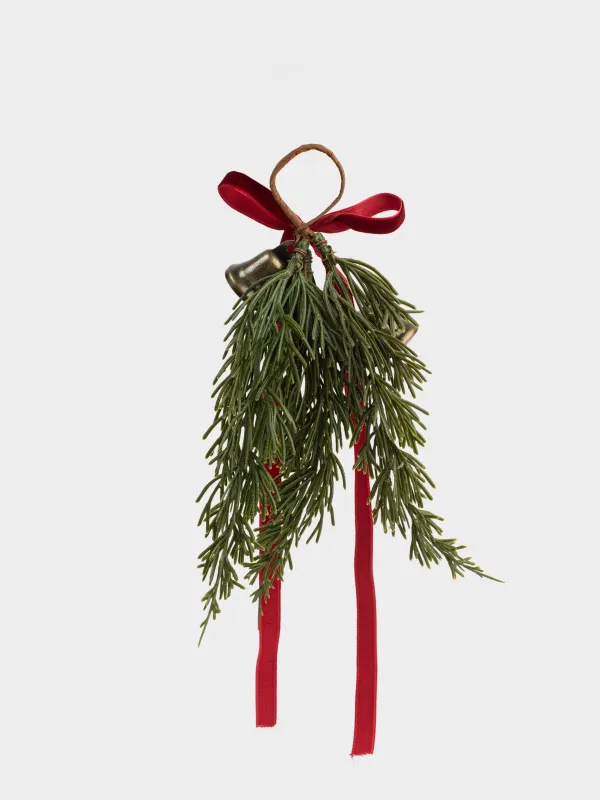 Decorative ornament, 22 cm, hanging, plastic / metal, Spruce with bells, Conifer bell, image-3
