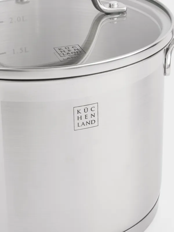 Pot, 16 cm, 2.4 l, with lid, Silver Stone, image-3