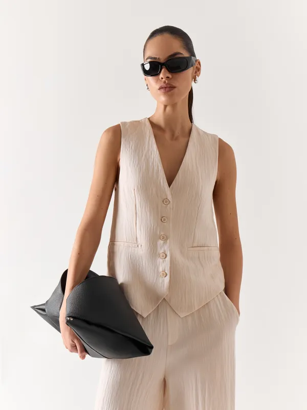 Women's trousers, size S, viscose/polyester, milky, Giselle, image-1