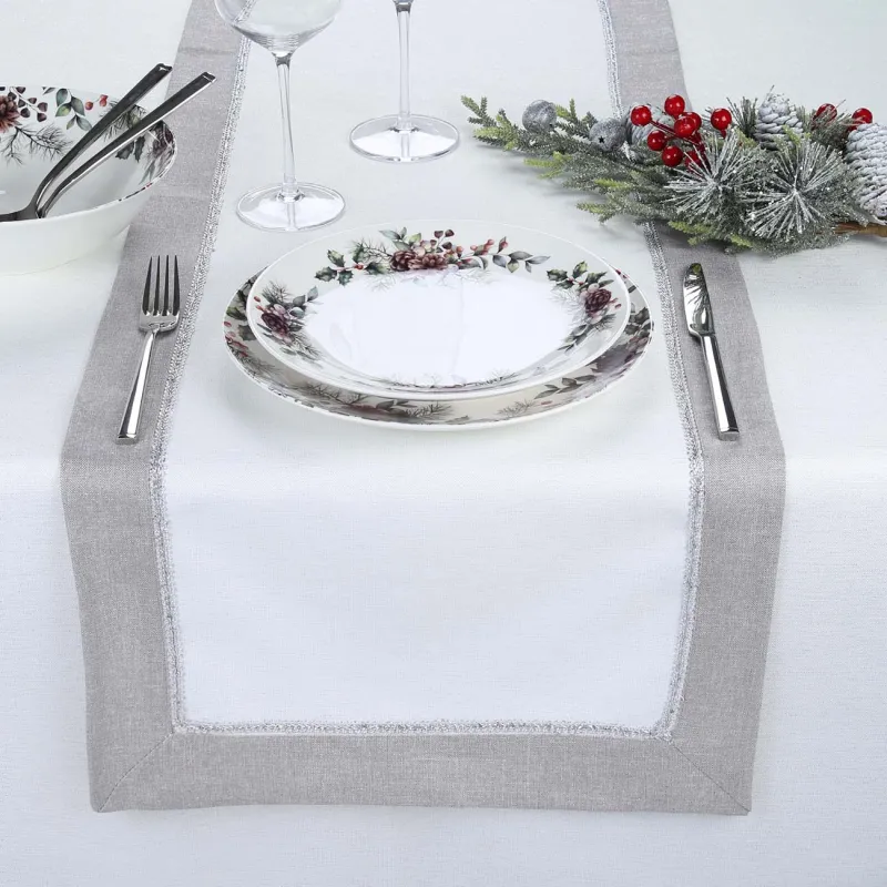 Table path, 40x160 cm, polyester, white-gray, Milky way, image-2