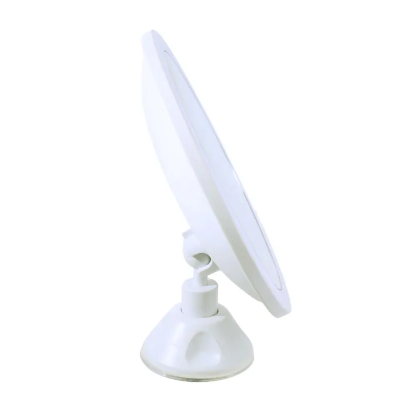Hanging mirror, 18 cm, magnifying, with suction cups, illuminated, plastic, white, Mirror, image-2