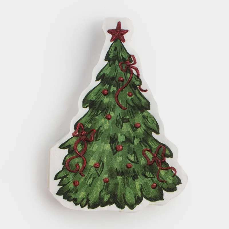 Paper napkins, 20x30 cm, 20 pcs, shaped , white, Spruce with a star, Christmas traditions