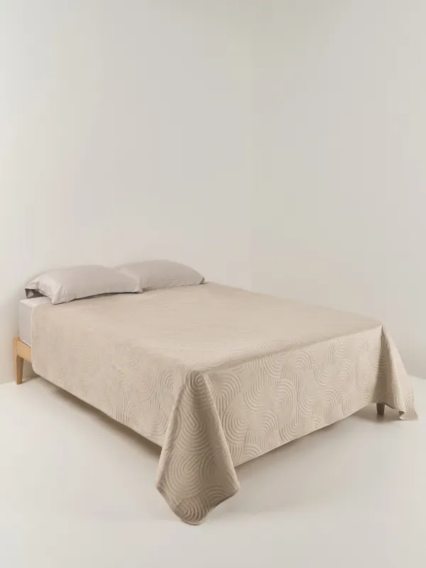 Bedspread, 220x240 cm, quilted, velvet/microfiber, beige, Arch, Arch, image-1
