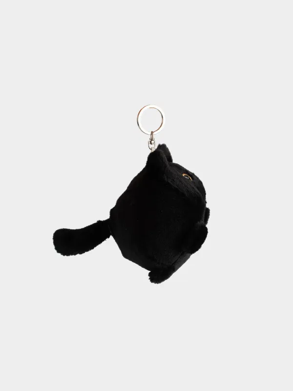 Keychain, 10 cm, Soft, Wind-up, polyester / Metal, Black, Cat, Cat night, image-2