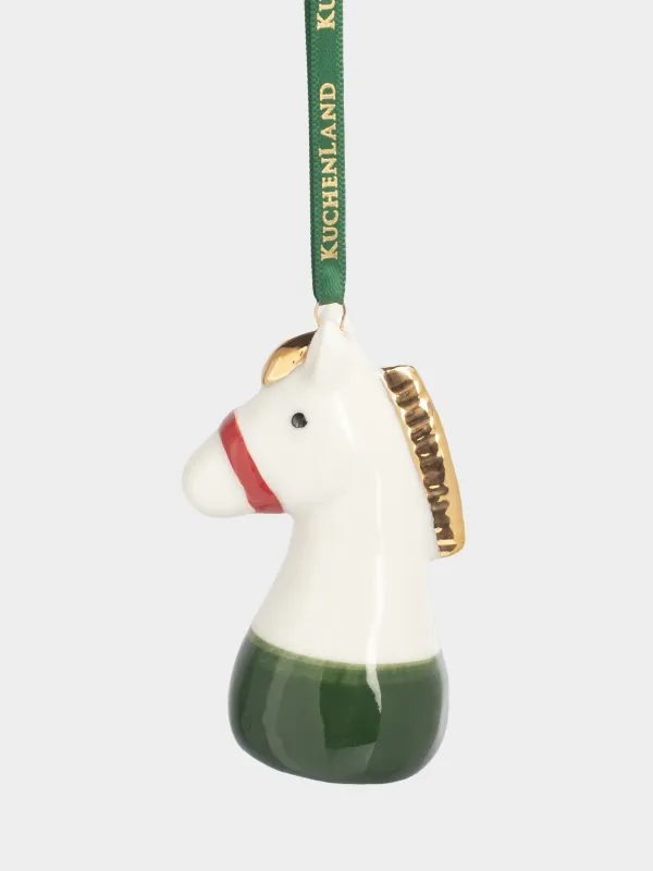 Christmas tree toy, 7 cm, porcelain P, milky, Horse, Figure christmas, image-0