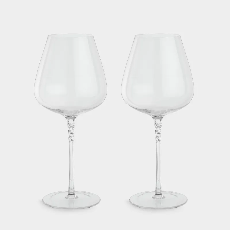 Drinking glass, 650 ml, 2 pcs, crystal glass, Twisted leg, Parma