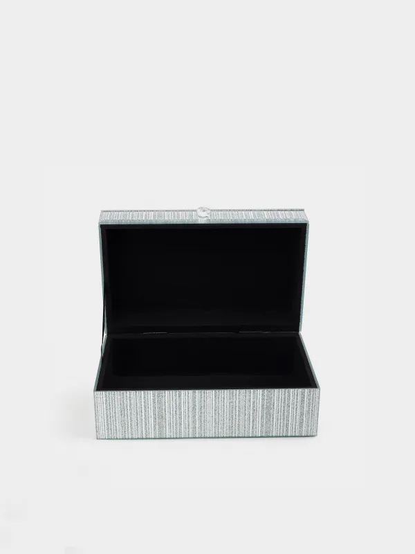 Jewelry box, 21x13 cm, glass, silver, Stripes, Actress, image-4