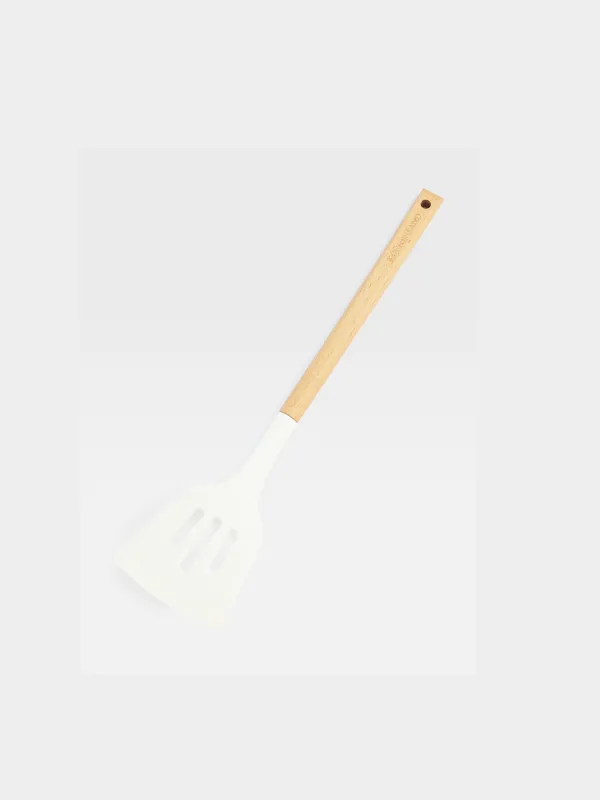Spatula, 32 cm, with slits, silicone / wood, beige, Provence, image-2