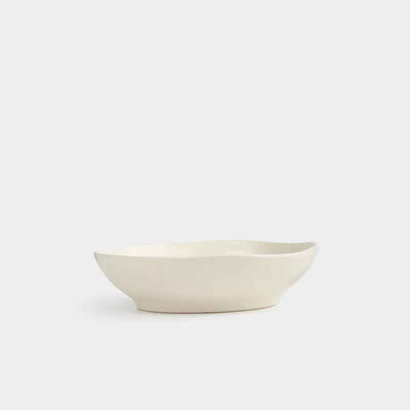 Salad bowl, 22x6 cm, 800 ml, ceramic, milky, Crumpled effect, Crumple creme