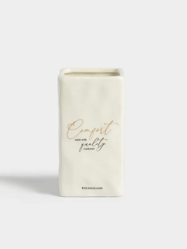 Kitchen accessories stand, 15 cm, ceramic, milky, Crumpled effect, Crumple kitchen, image-0