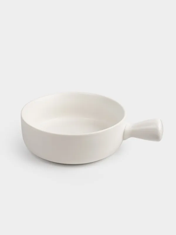 Baking dish, 15 cm, with handle, round, ceramic, white, Light kitchen, image-4