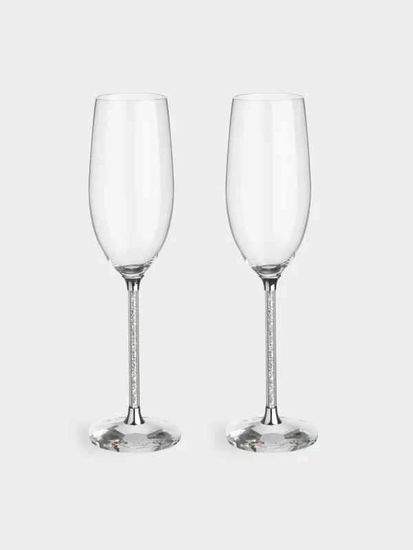 Drinking glass, 220 ml, 2 pcs, glass / rhinestones, Silver crystals, Diamond, image-0