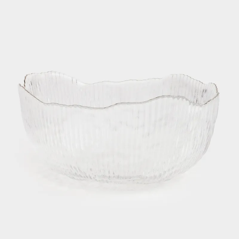 Salad bowl, 17x8 cm, 900 ml, glass R, with silver edging, Argos silver