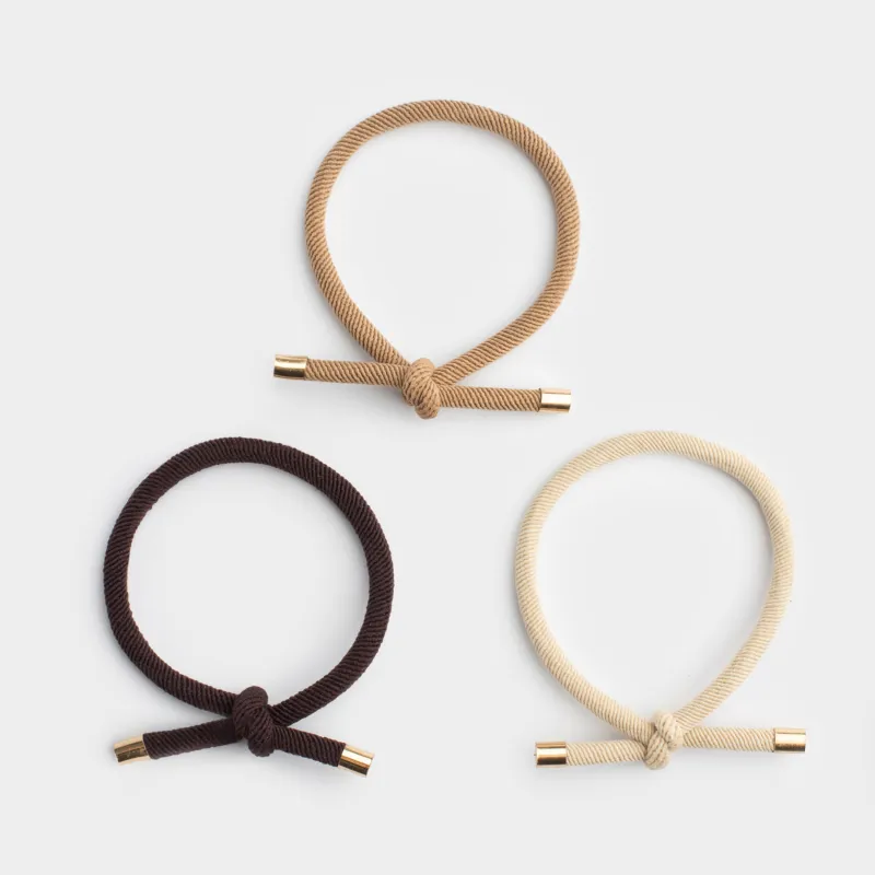 Elastic band for hair, 5 cm, 3 pcs, Polyester, Knot, Knot