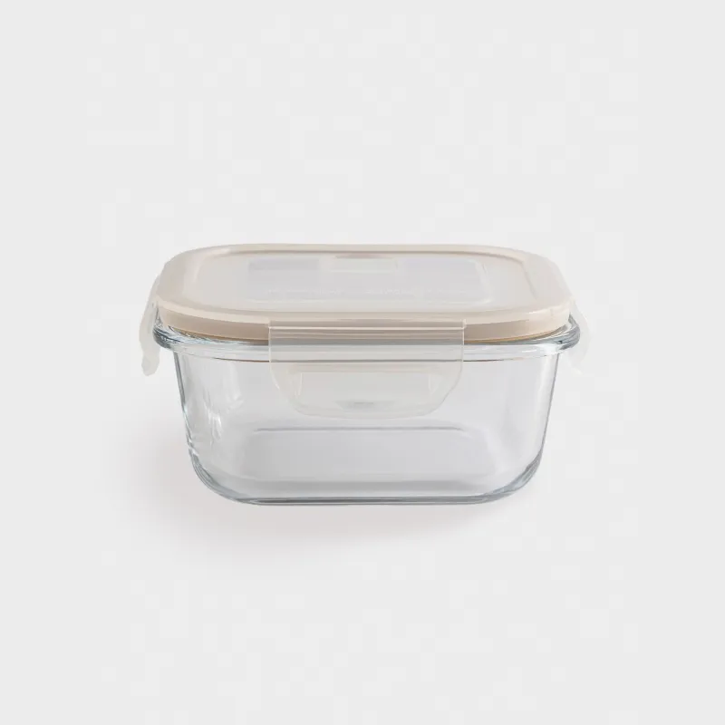 Container, 520 ml, with clips, with valve, glass T / plastic, square, Soft kitchen
