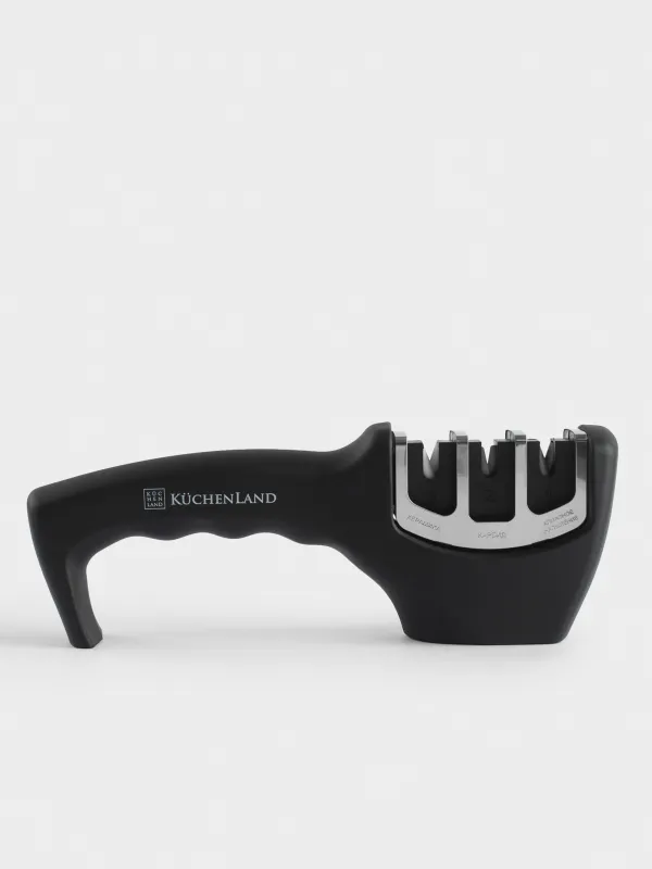 Knife Sharpener, 20 cm, 3-Stage sharpening, black, Accessories, image-0