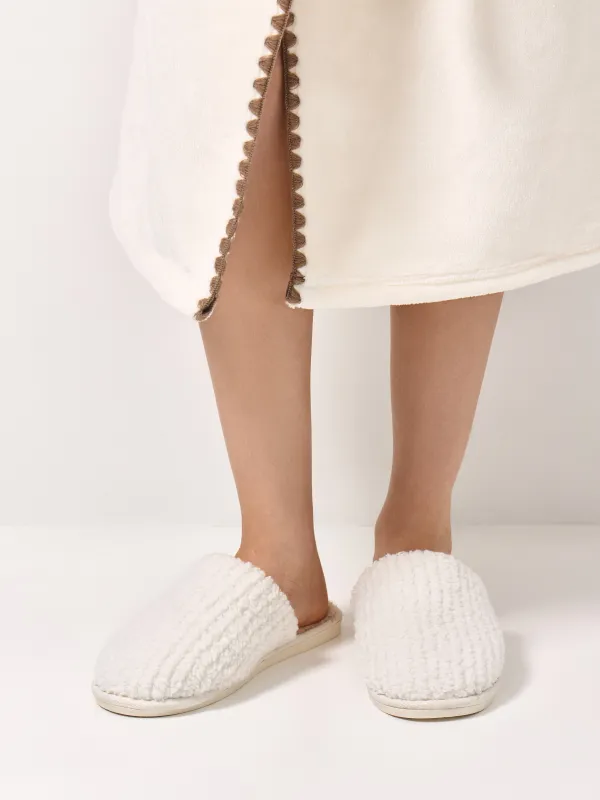 Women's slippers, homewear, size 36-37, polyester, beige, Plush font, image-5