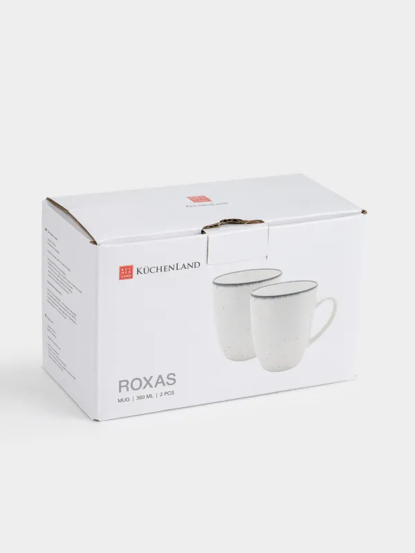Mug, 350 ml, 2 pcs, ceramic, white-grey, speckled, Roxas, image-4