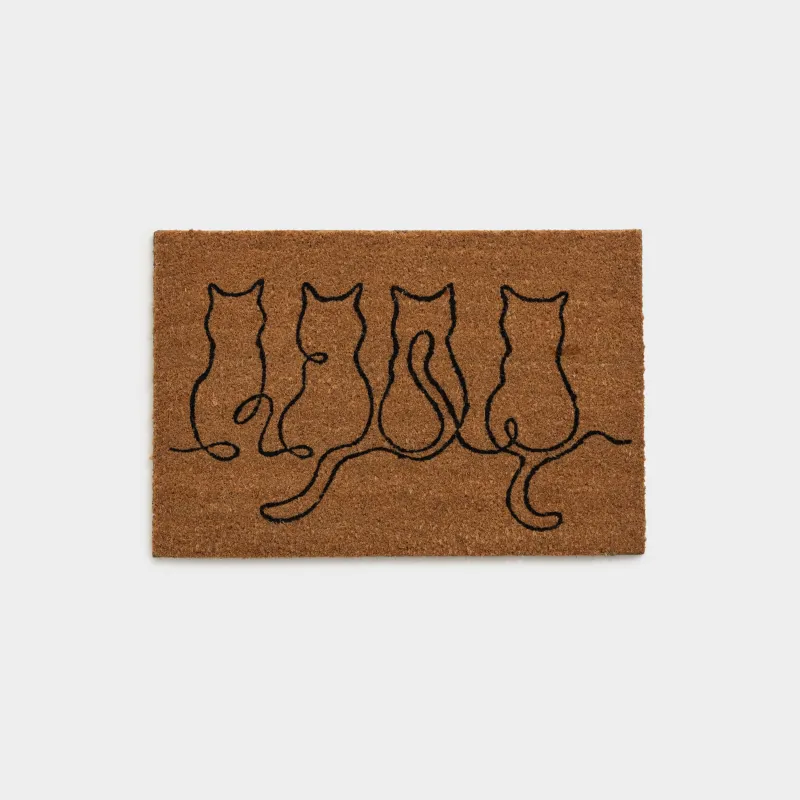 Door mat, 40x60 cm, coconut / PVC, brown, Cats, Cat
