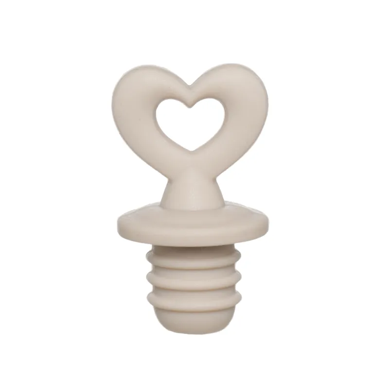 Wine bottle stopper, 5 cm, silicone, Beige, Heart, Soft kitchen