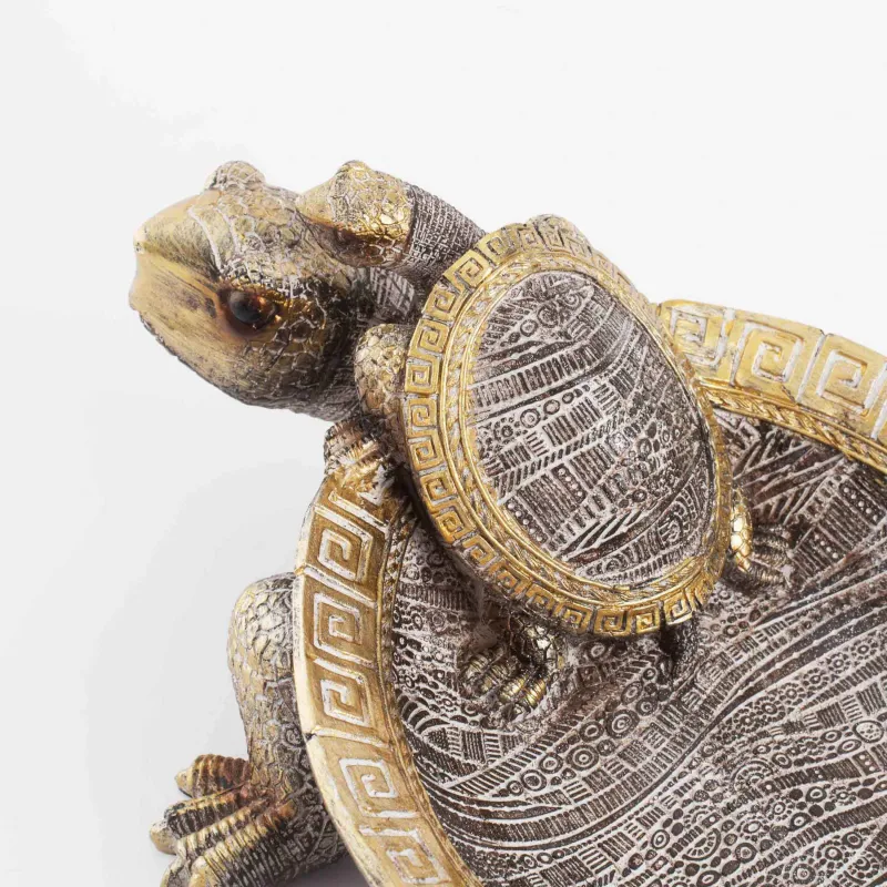 Decorative dish, 28x21 cm, polyresin, golden-silver, Turtles, Paradise island, image-5