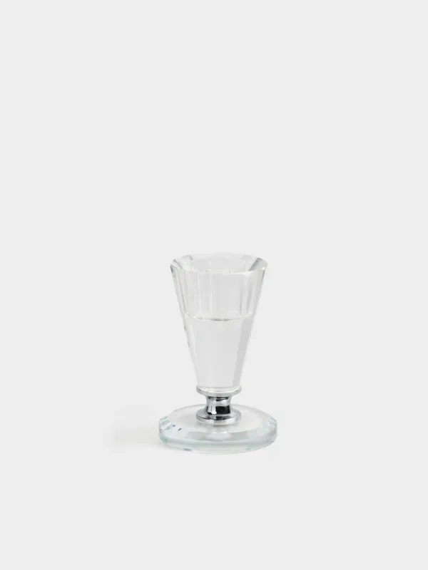 Candlestick, 8 cm, for a thin candle, on a leg, crystal glass, silver leg, Lux crystal, image-0
