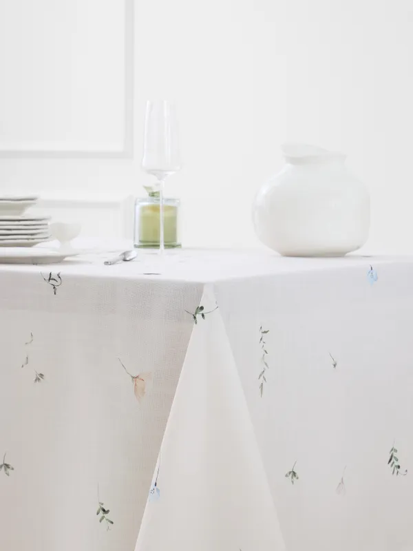 Tablecloth, 170x250 cm, polyester, milky, Spring flowers, Flowery, image-3
