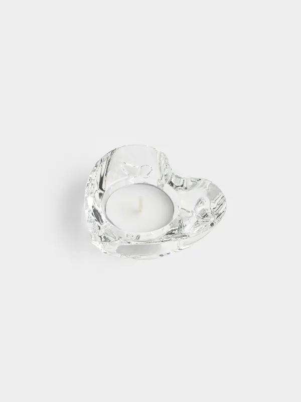 Candlestick, 8x3 cm, for tea candle, Crystal glass, Heart, Heart, image-3