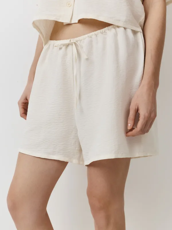 Women's shorts, homewear, size L, polyester, milky, Marlla, image-1