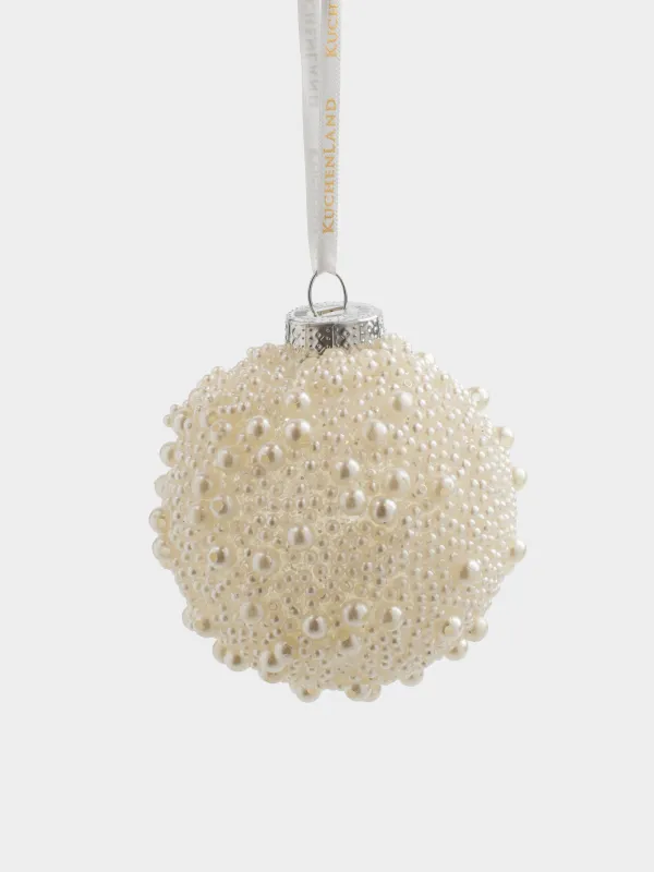 Christmas tree toy, 8 cm, foam/plastic, gold, Ball with glitter, Ball sparkle, image-0