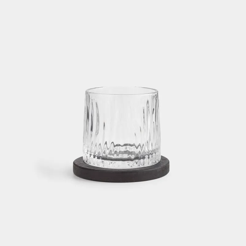 Drinking glass, 10 cm, 280 ml, on a stand, glass R / bamboo, Ribby