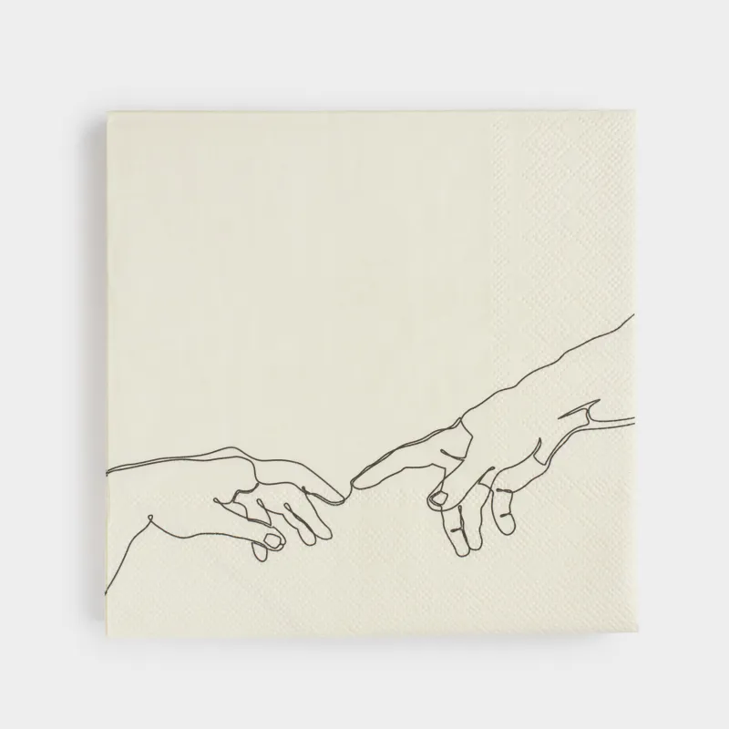 Paper napkins, 33x33 cm, 20 pcs, square, white, Hands, Hand