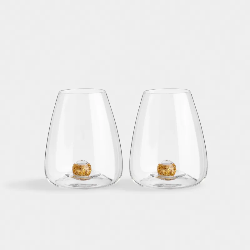 Glass, 11 cm, 460 ml, 2 pcs, crystal glass, Amber ball, Sorento