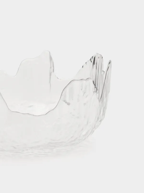 Salad bowl, 20x9 cm, 1,1 l, glass, with silver edging, Nautilus silver, image-2