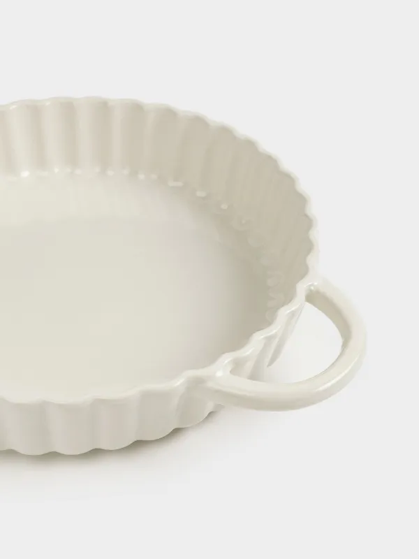 Baking dish, 22 cm, ceramic, round, milky, Cakes ivory, image-2