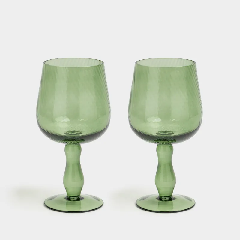 Drinking glass, 580 ml, 2 pcs, glass, green, Molinella