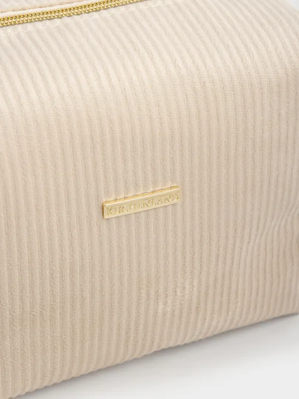 Makeup bag, 21x15 cm, ribbed, velvet, beige, Moire, image-1
